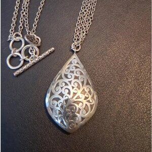 signed Lois Hill Sterling Silver Scroll Bead Pendant Strand Necklace 24.2 grams